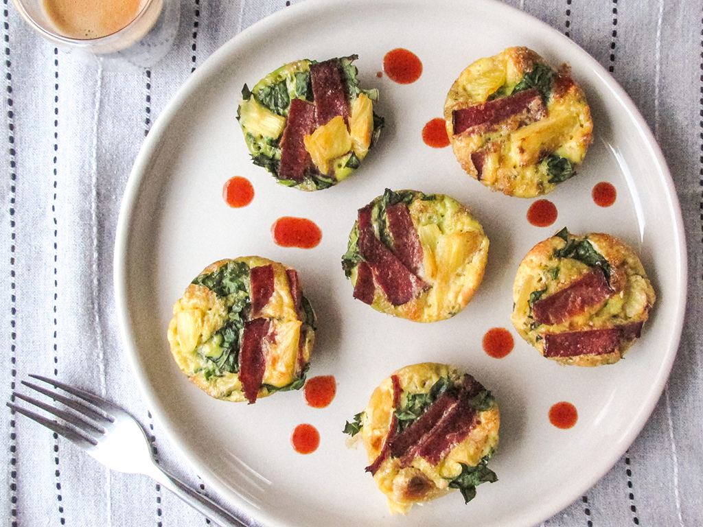 Egg Bites with Spinach, Bacon, and Pineapple