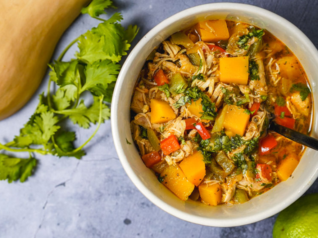 Chicken & Butternut Squash Chili-High Protein & Low Carb