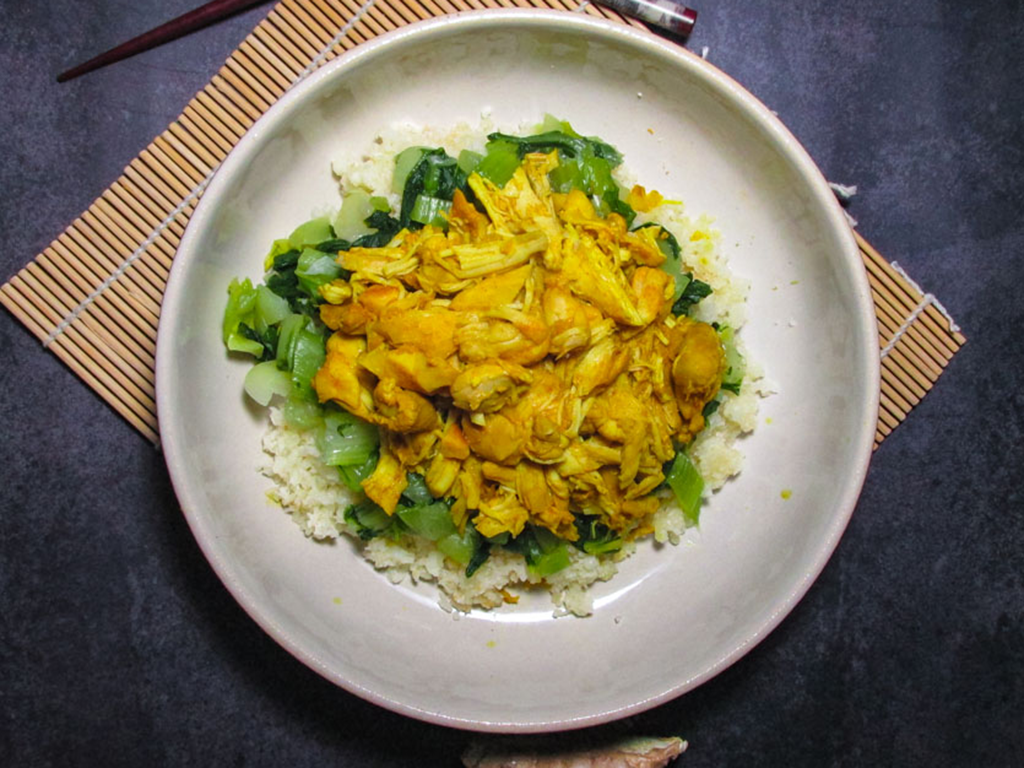 The Best Chicken Satay with Bok Choy and Cauliflower Rice