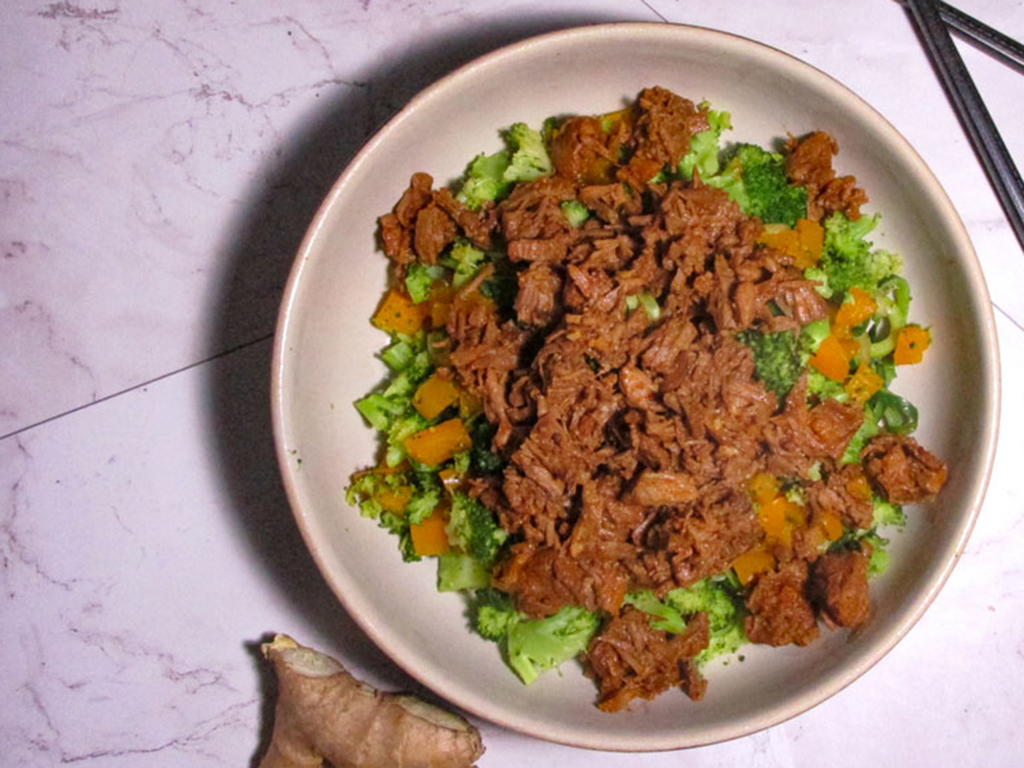 Korean Slow Cooked Steak with Vegetables and Zoodles