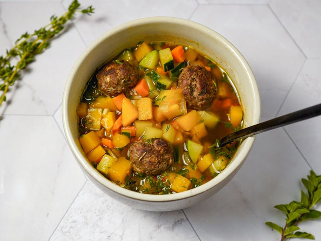 High Protein Vegetable & Meatball Soup