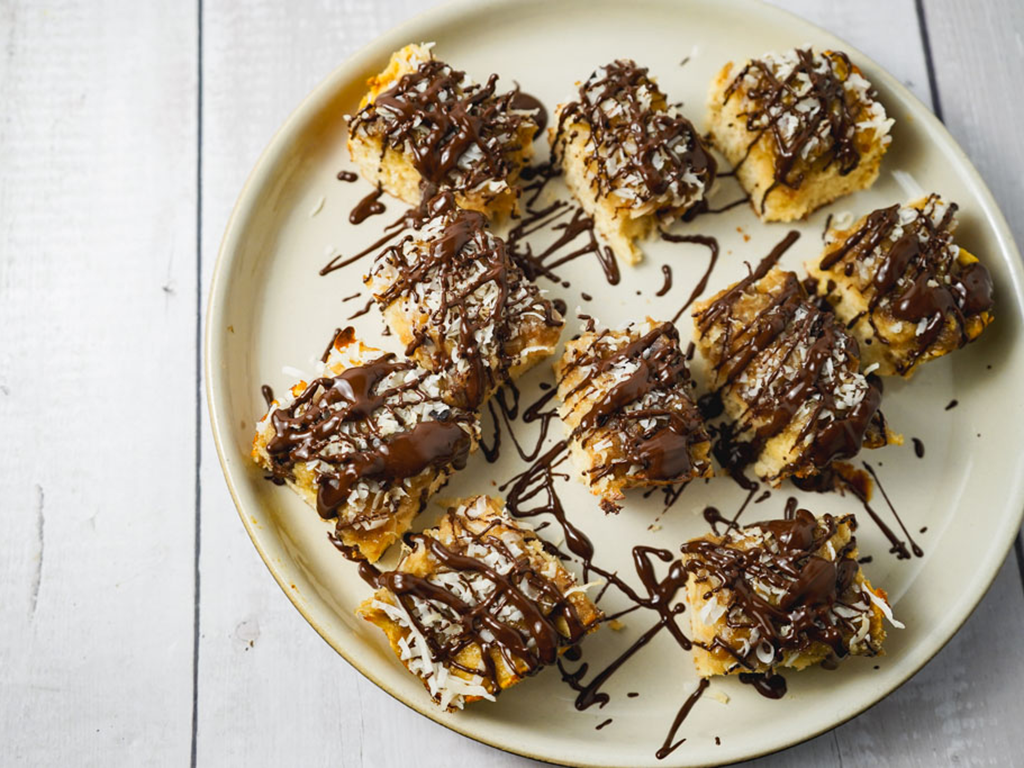 High Protein Samoa Cookie Bars